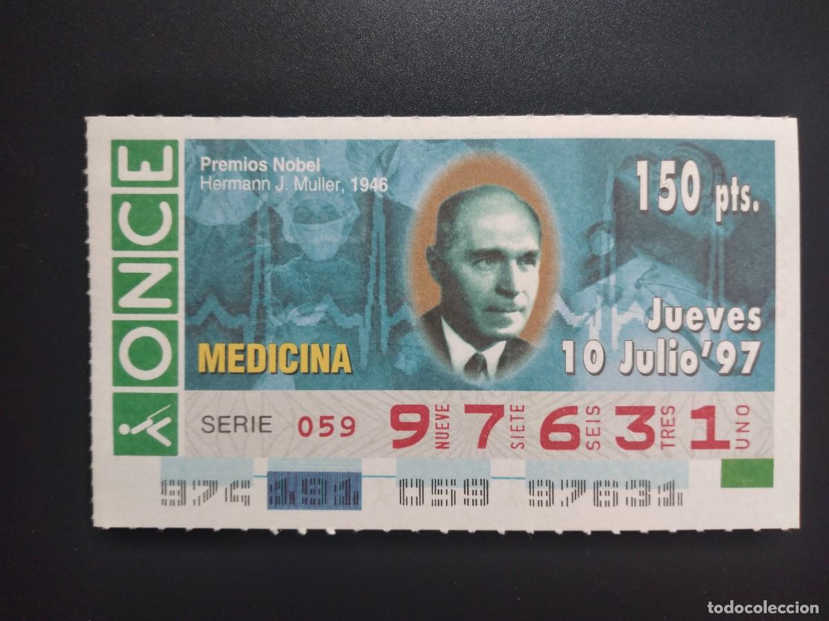 Cupones ONCE: CUP&Oacute;N ONCE PREMIOS NOBEL MEDICINA HERMANN J. MULLER 1946 97 1997 97631