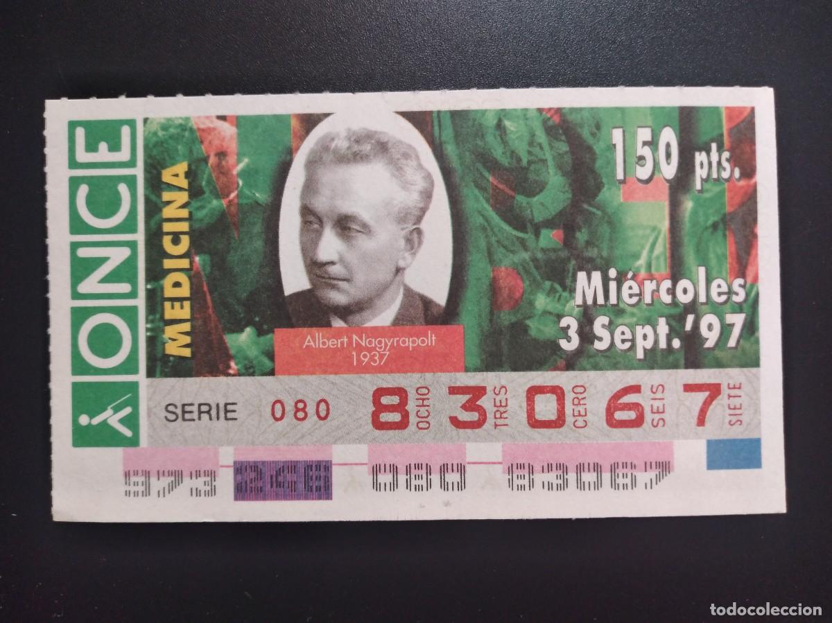 Cupones ONCE: CUP&Oacute;N ONCE PREMIOS NOBEL MEDICINA ALBERT NAGYRAPOLT 1937 3 SEPTIEMBRE 97 1997 83067