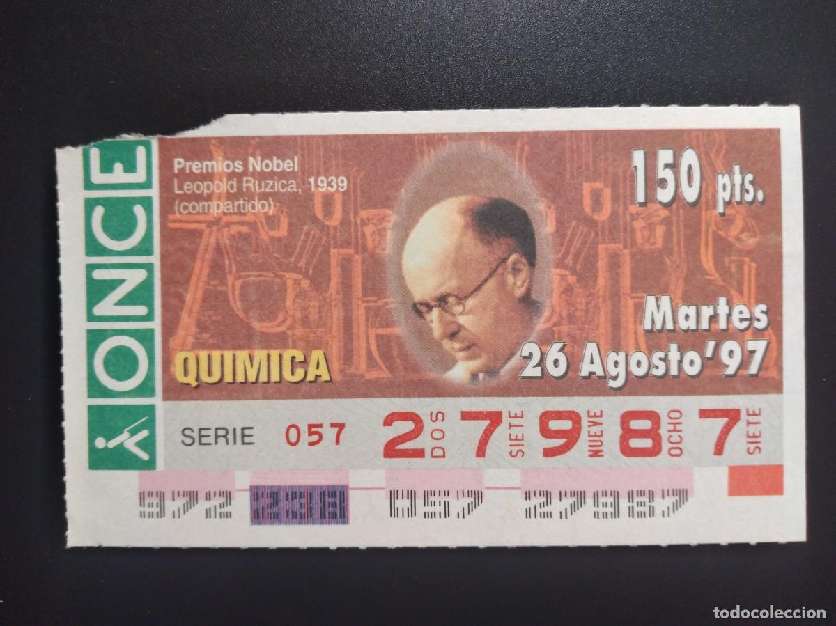 Cupones ONCE: CUP&Oacute;N ONCE PREMIOS NOBEL QU&Iacute;MICA LEOPOLD RUZICA 1939 26 AGOSTO 97 1997 27987