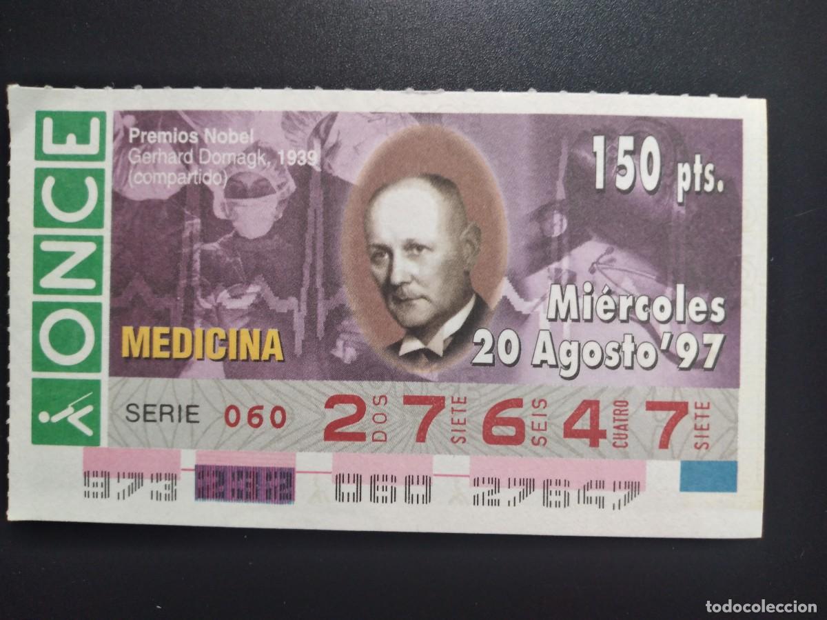 Cupones ONCE: CUP&Oacute;N ONCE PREMIOS NOBEL MEDICINA GERHARD DOMAGK 1939 20 AGOSTO 97 1997 27647