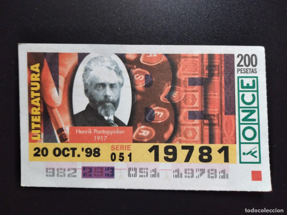 Cupones ONCE: CUP&Oacute;N ONCE PREMIOS NOBEL LITERATURA HENRIK PONTOPPIDAN 1917 20 OCTUBRE 98 1998 19781