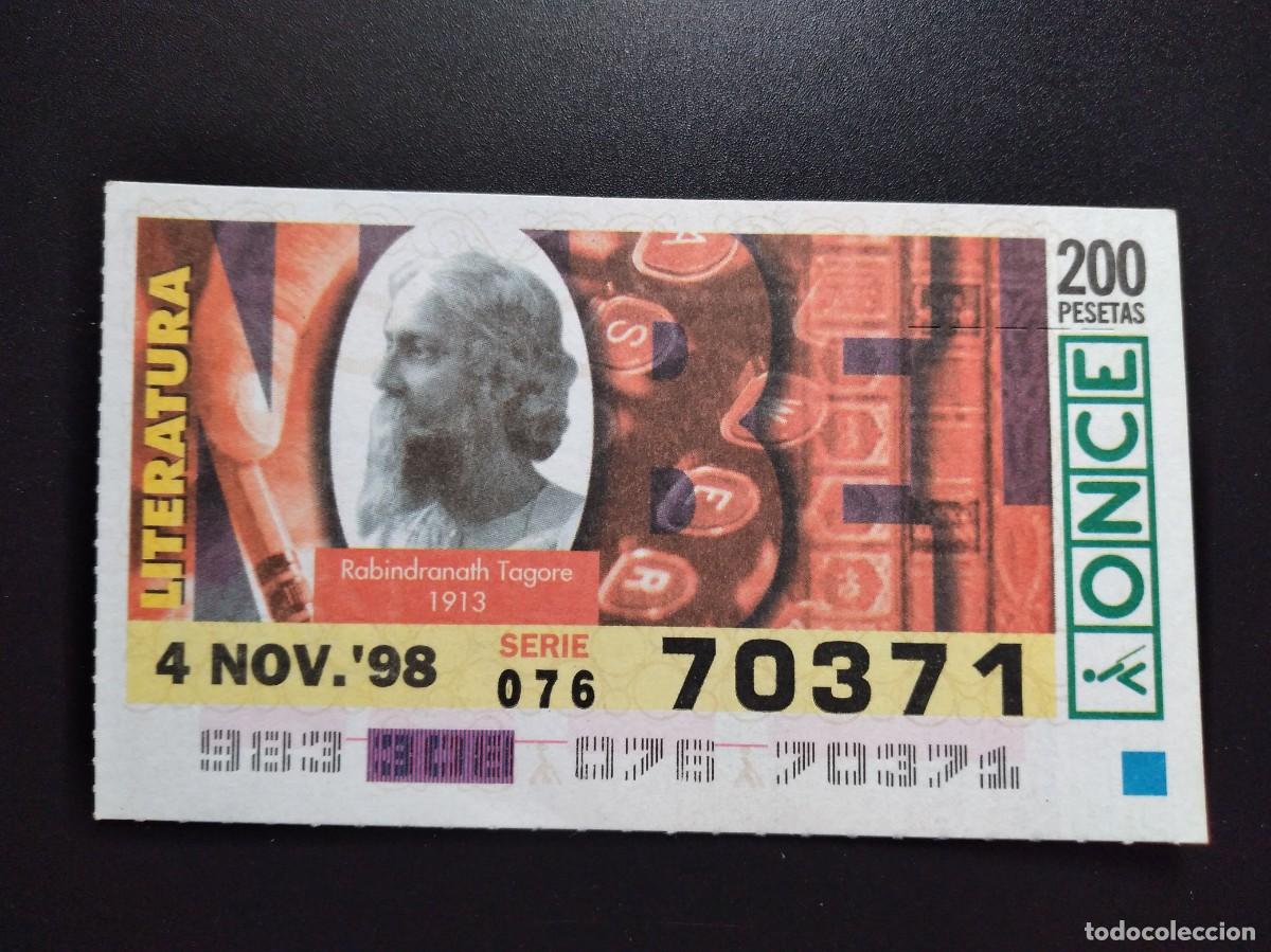 Cupones ONCE: CUP&Oacute;N ONCE PREMIOS NOBEL LITERATURA RABINDRANATH TAGORE 1913 4 NOVIEMBRE 98 1998 70371
