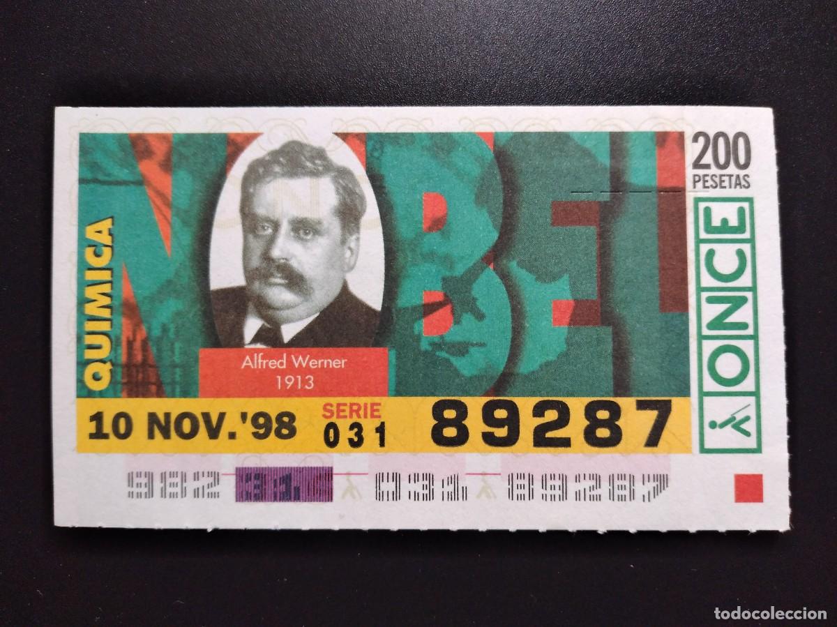Cupones ONCE: CUP&Oacute;N ONCE PREMIOS NOBEL QU&Iacute;MICA ALFRED WERNER 1913 10 NOVIEMBRE 98 1998 89287