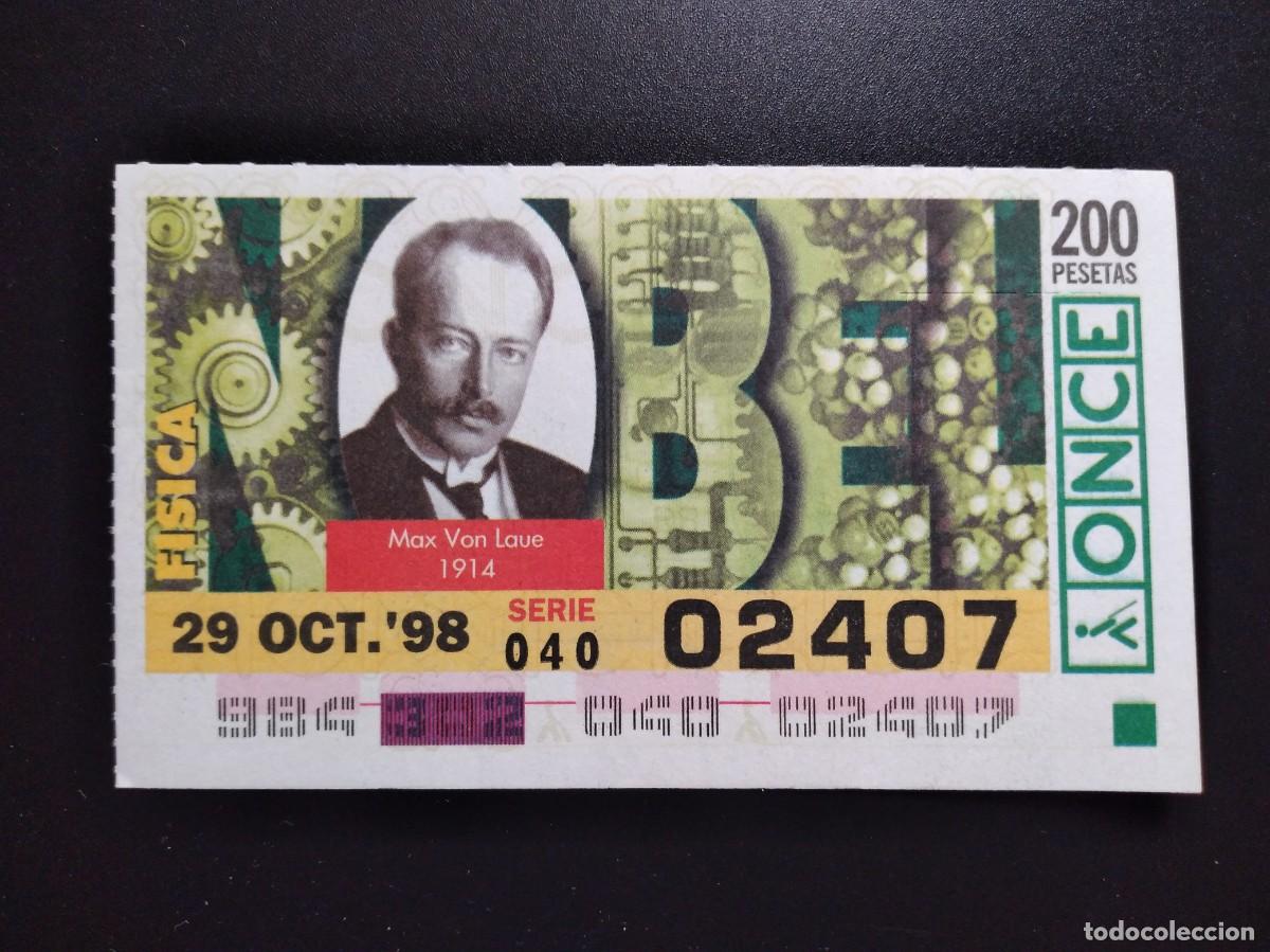 Cupones ONCE: CUP&Oacute;N ONCE PREMIOS NOBEL F&Iacute;SICA MAX VON LAUE 1914 29 OCTUBRE 98 1998 02407