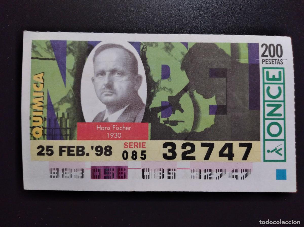 Cupones ONCE: CUP&Oacute;N ONCE PREMIOS NOBEL QU&Iacute;MICA HANS FISCHER 1930 25 FEBRERO 98 1998 32747
