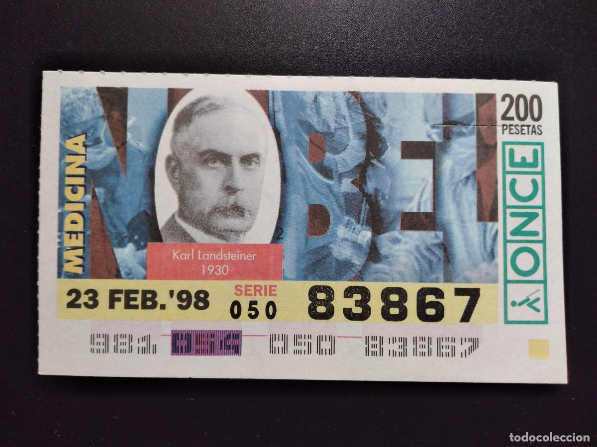 Cupones ONCE: CUP&Oacute;N ONCE PREMIOS NOBEL MEDICINA KARL LANDSTEINER 1930 23 FEBRERO 98 1998 83867