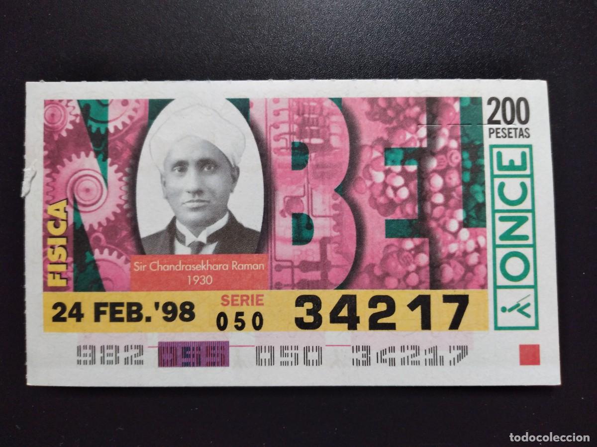 Cupones ONCE: CUP&Oacute;N ONCE PREMIOS NOBEL F&Iacute;SICA SIR CHANDRASEKHARA RAMAN 1930 24 FEBRERO 98 1998 34217