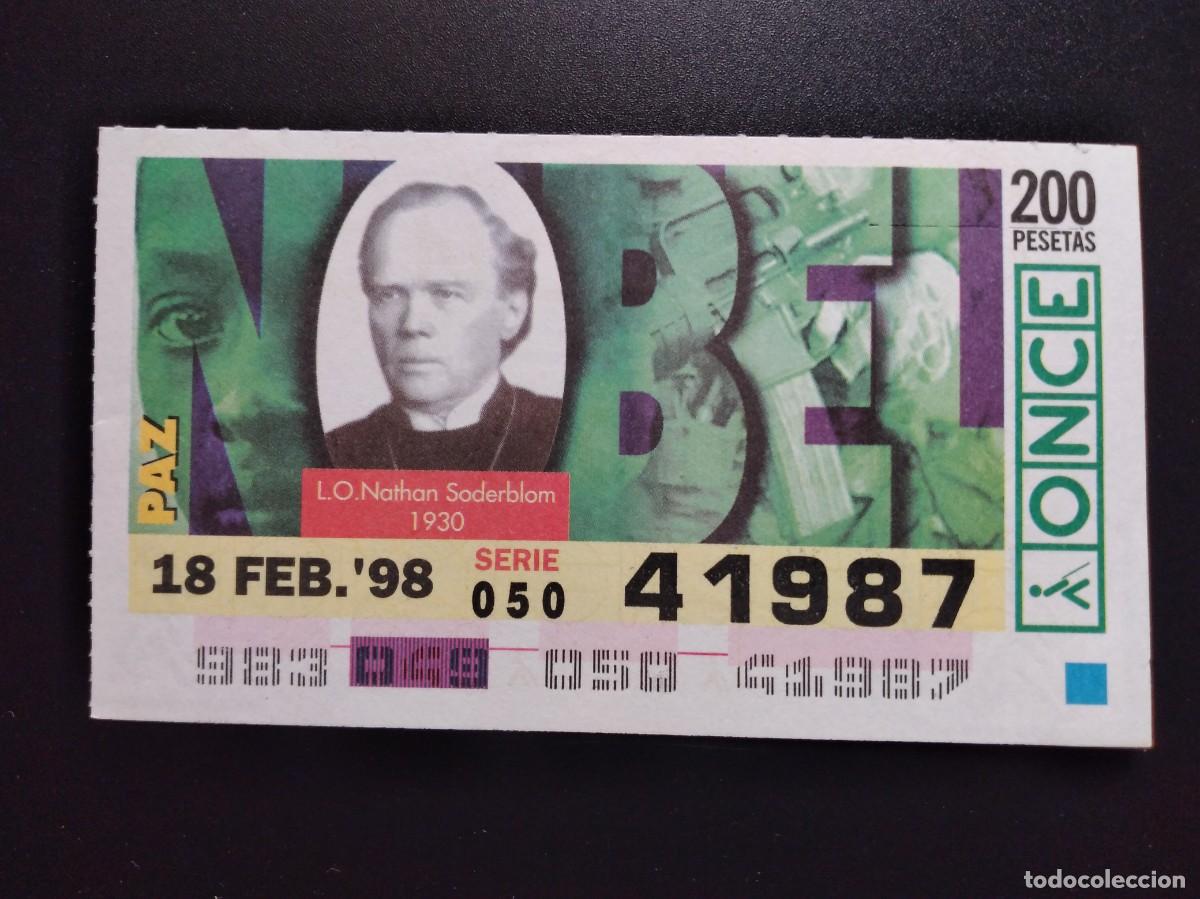 Cupones ONCE: CUP&Oacute;N ONCE PREMIOS NOBEL PAZ L. O. NATHAN SODERBLOM 1930 18 FEBRERO 98 1998 41987