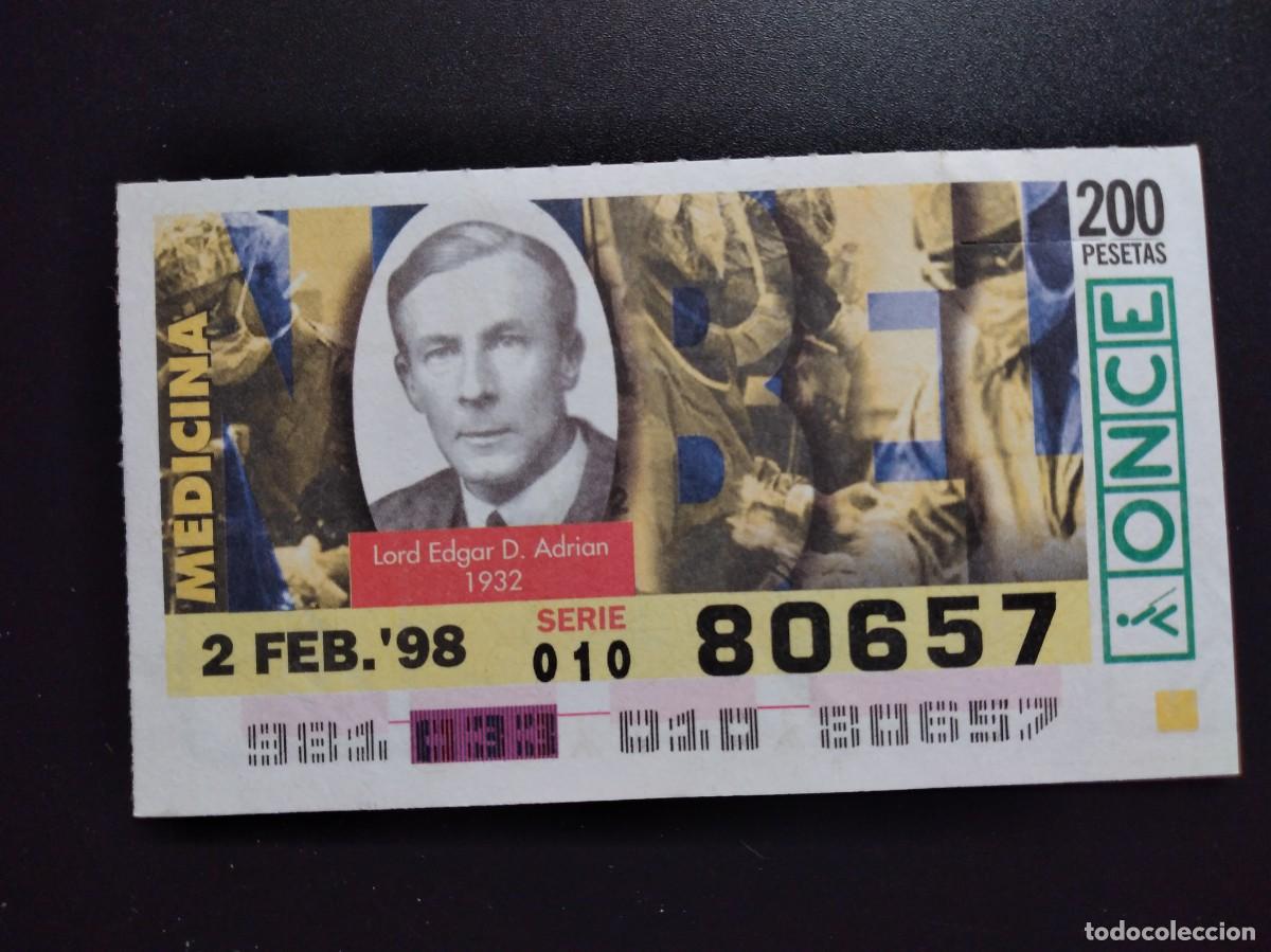 Cupones ONCE: CUP&Oacute;N ONCE PREMIOS NOBEL MEDICINA LORD EDGAR D. ADRIAN 1932 2 FEBRERO98 1998 80657