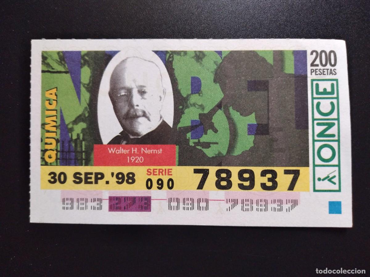 Cupones ONCE: CUP&Oacute;N ONCE PREMIOS NOBEL QU&Iacute;MICA WALTER H. NERNST 1920 30 SEPTIEMBRE 98 1998 78937
