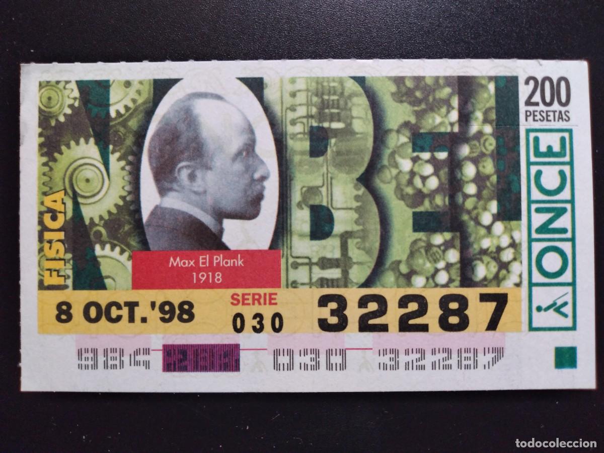 Cupones ONCE: CUP&Oacute;N ONCE PREMIOS NOBEL F&Iacute;SICA MAX EL PLANK 1918 8 OCTUBRE 98 1998 32287