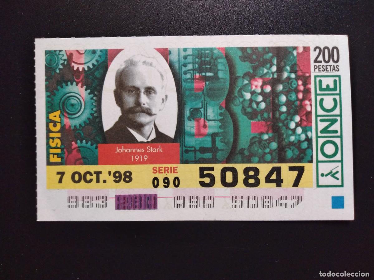Cupones ONCE: CUP&Oacute;N ONCE PREMIOS NOBEL F&Iacute;SICA JOHANNES STARK 1919 7 OCTUBRE 98 1998 50847