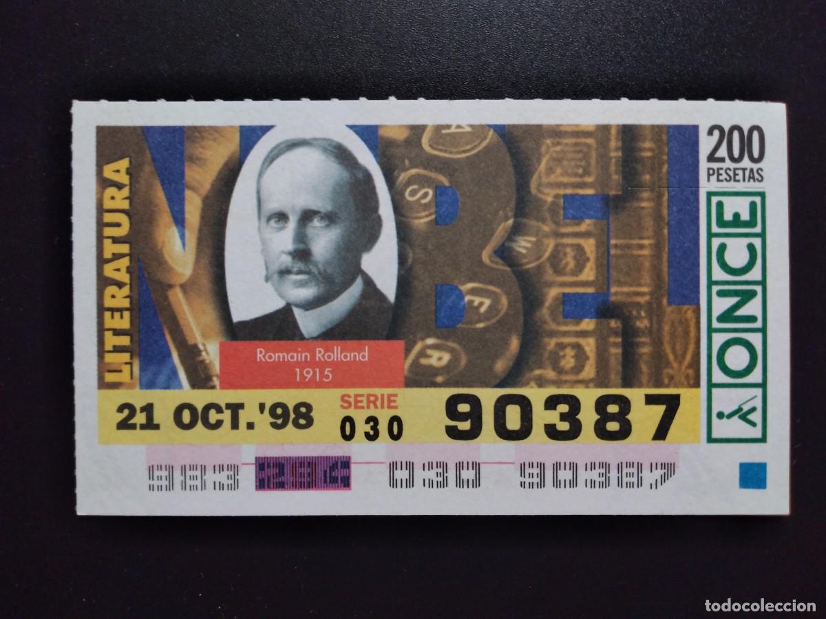 Cupones ONCE: CUP&Oacute;N ONCE PREMIOS NOBEL LITERATURA ROMAIN ROLLAND 1915 21 OCTUBRE 98 1998 90387