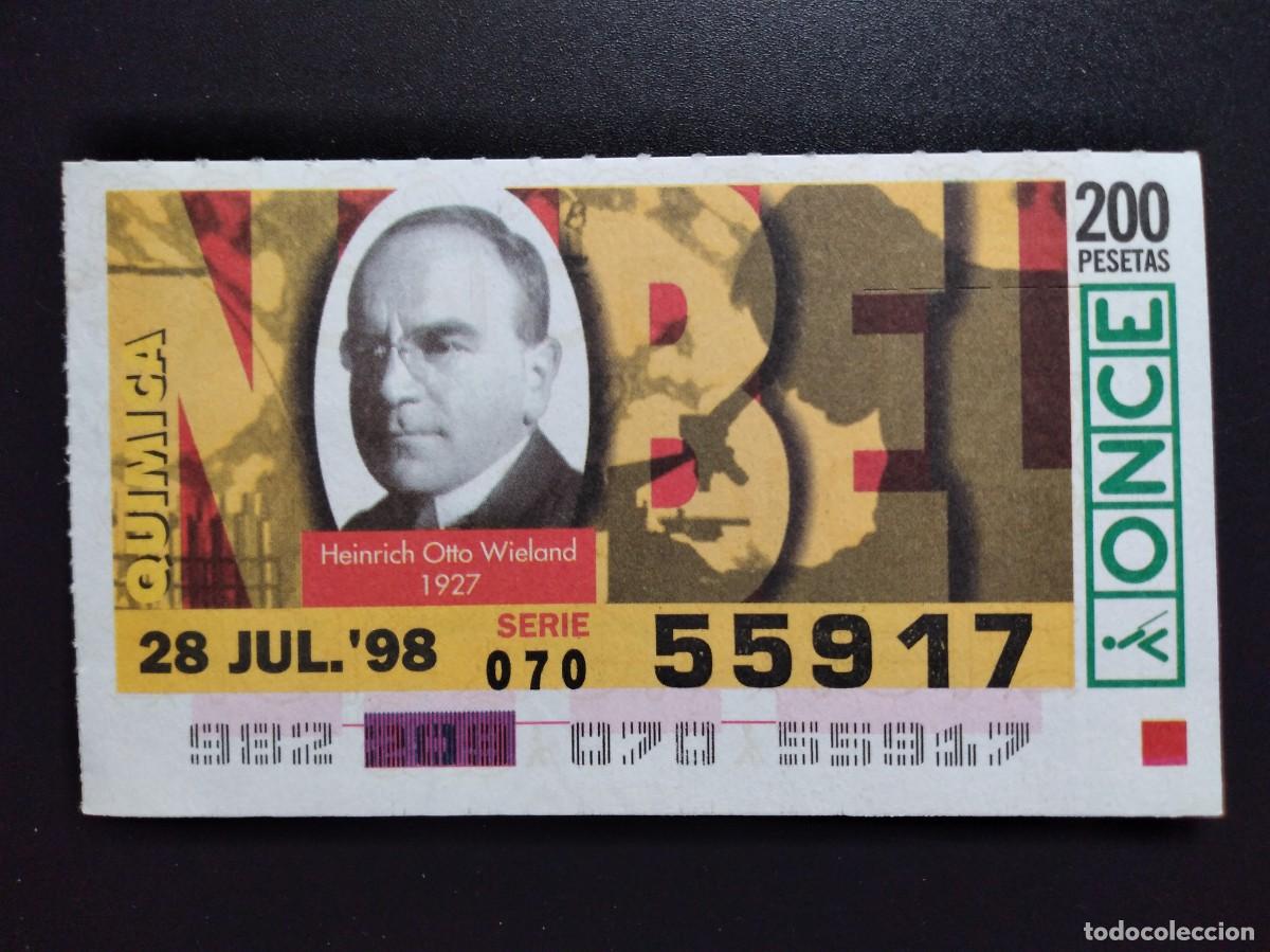 Cupones ONCE: CUP&Oacute;N ONCE PREMIOS NOBEL QU&Iacute;MICA HEINRICH OTTO WIELAND 1927 28 JULIO 98 1998 55917