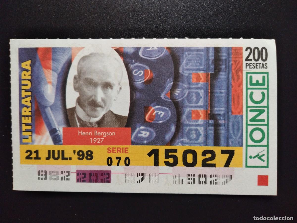 Cupones ONCE: CUP&Oacute;N ONCE PREMIOS NOBEL LITERATURA HENRI BERGSON 1927 21 JULIO 98 1998 15027