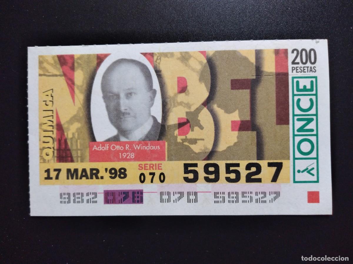 Cupones ONCE: CUP&Oacute;N ONCE PREMIOS NOBEL QU&Iacute;MICA ADOLF OTTO R. WINDAUS 1928 17 MARZO 98 1998 59527