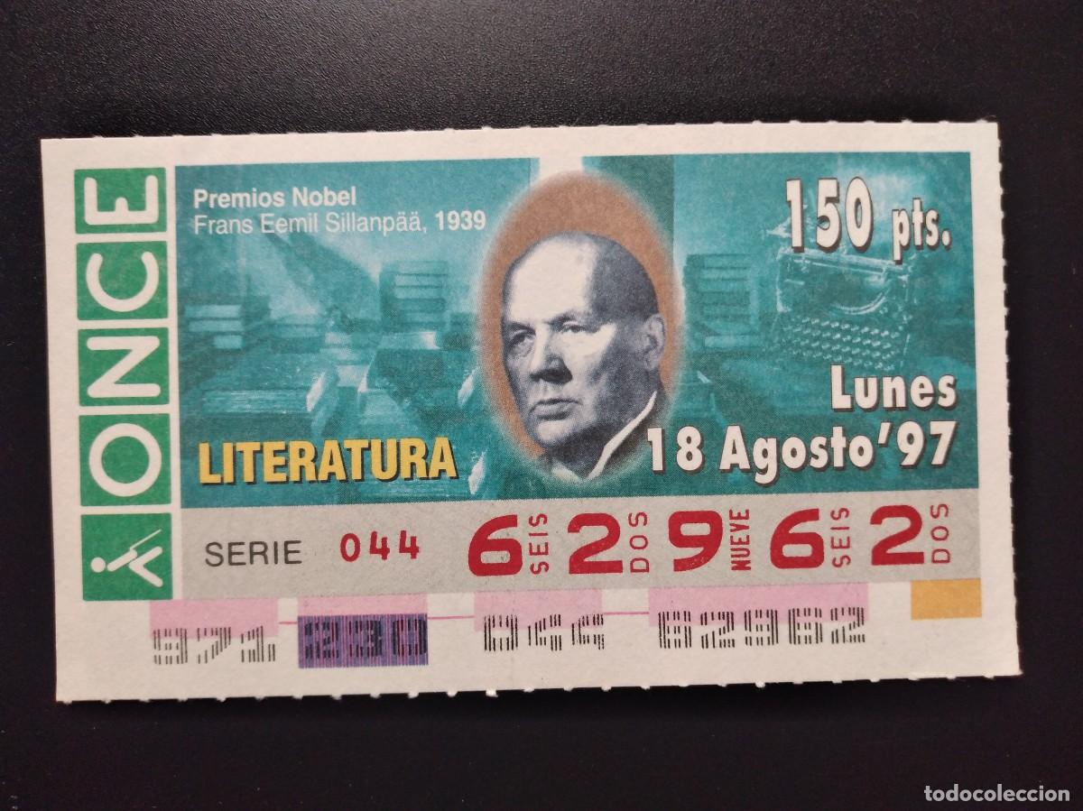 Cupones ONCE: CUP&Oacute;N ONCE PREMIOS NOBEL LITERATURA FRANS EEMIL SILLANPAA 1939 18 AGOSTO 97 1997 62962
