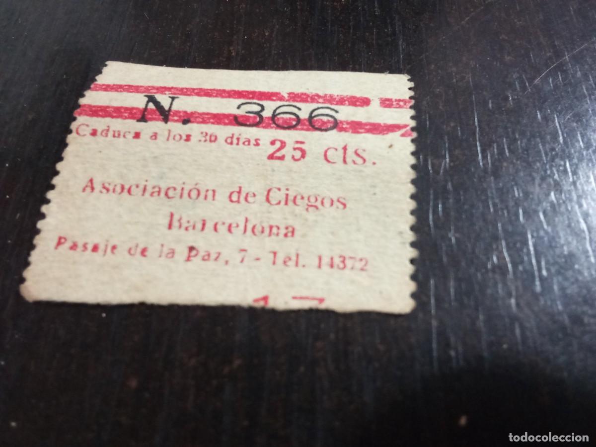 Cupones ONCE: CUPON ASOCIACION DE CIEGOS DE BARCELONA .25 cts.