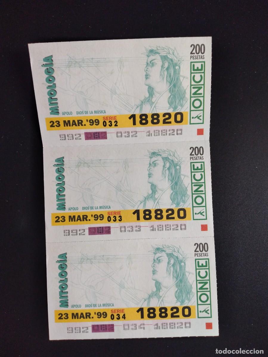 Cupones ONCE: 3 CUP&Oacute;N ONCE MITOLOG&Iacute;A APOLO DIOS DE LA M&Uacute;SICA 23 MARZO 99 1999 18820
