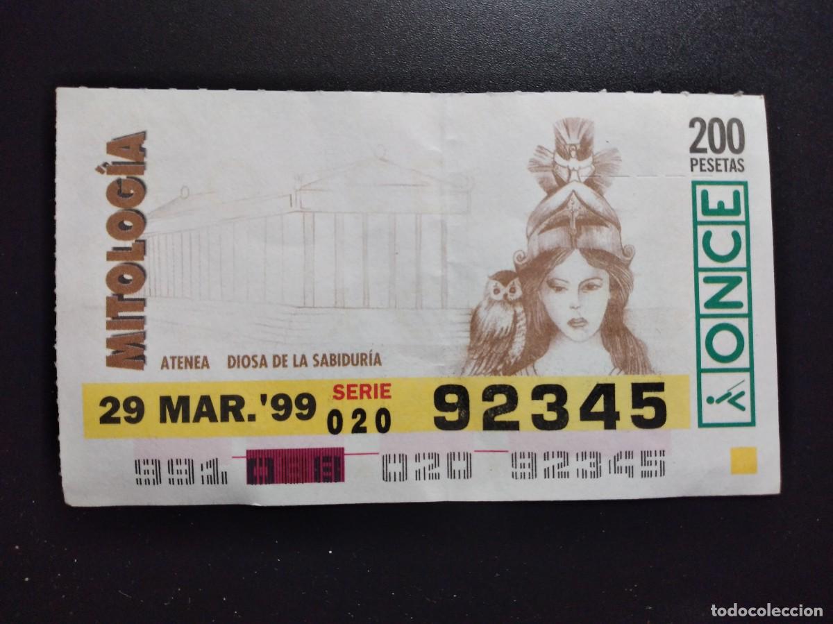 Cupones ONCE: CUP&Oacute;N ONCE MITOLOG&Iacute;A ATENEA DIOSA DE LA SABIDUR&Iacute;A 29 MARZO 99 1999 92345