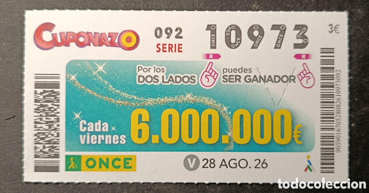 Cupones ONCE: N&deg; 10973 (28/AGOSTO/2026)