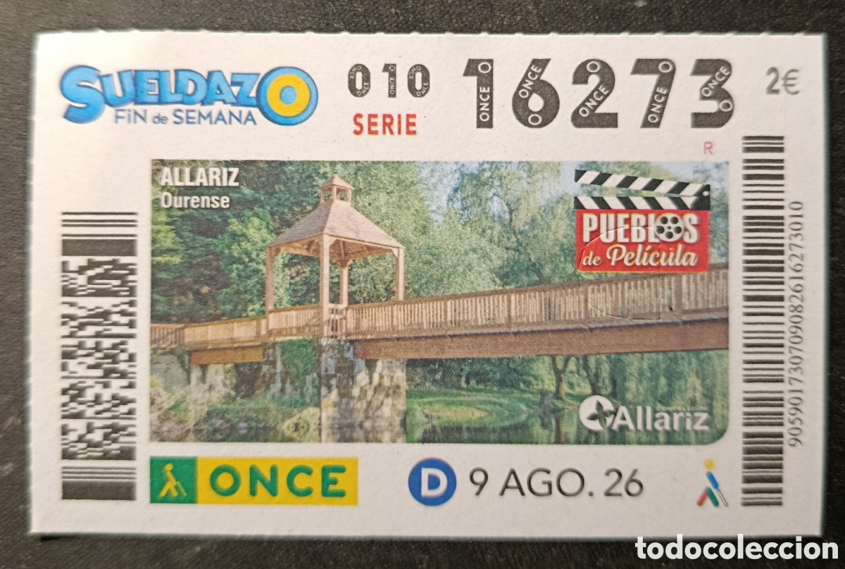 Cupones ONCE: N&deg; 16273 (9/AGOSTO/2026)-ORENSE
