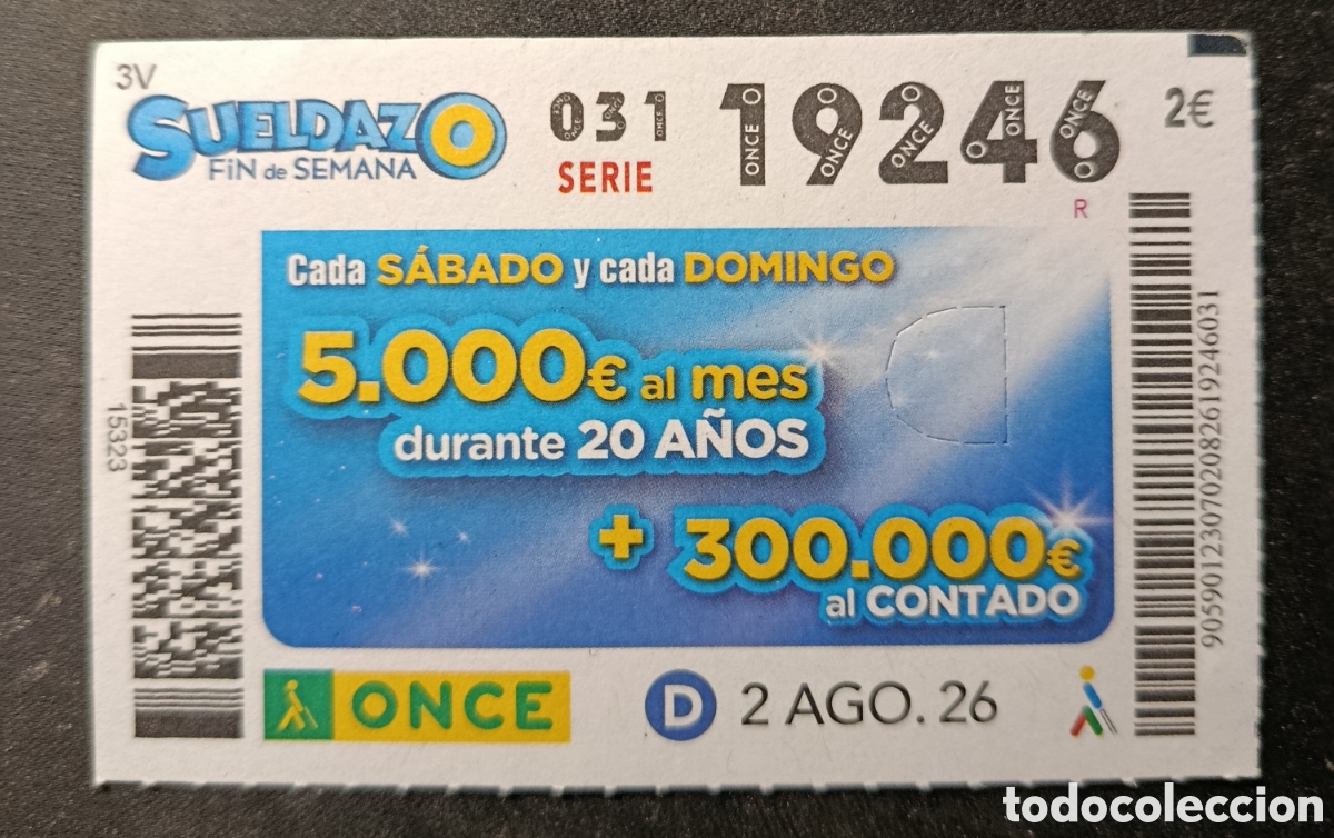 Cupones ONCE: N&deg; 19246 (2/AGOSTO/2026)