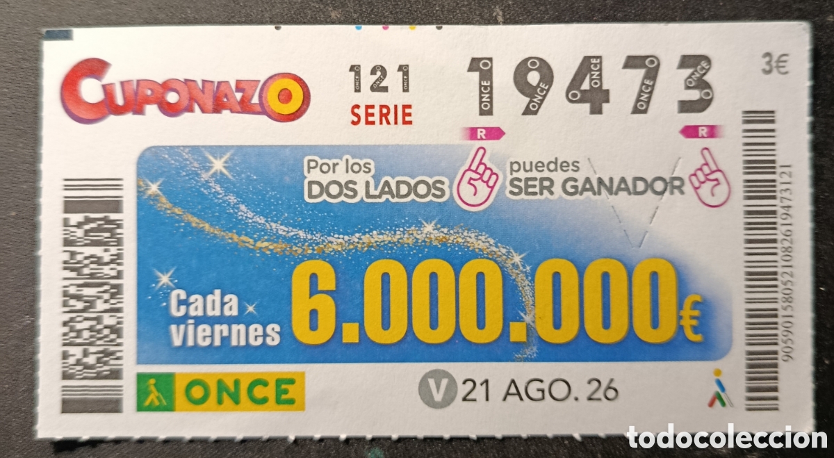 Cupones ONCE: N&deg; 19473 (21/AGOSTO/2026)