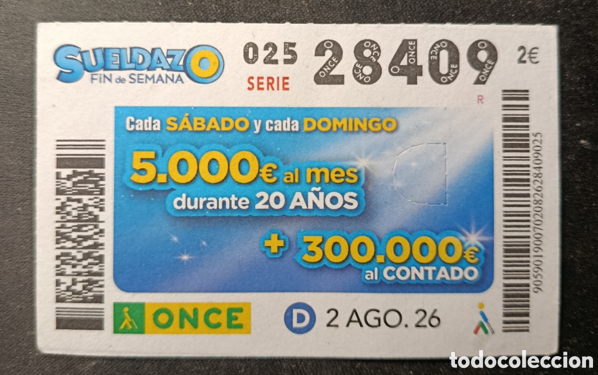 Cupones ONCE: N&deg; 28409 (2/AGOSTO/2026)