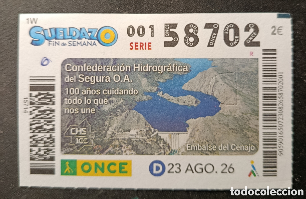 Cupones ONCE: N&deg; 58702 (23/AGOSTO/2026)-MURCIA