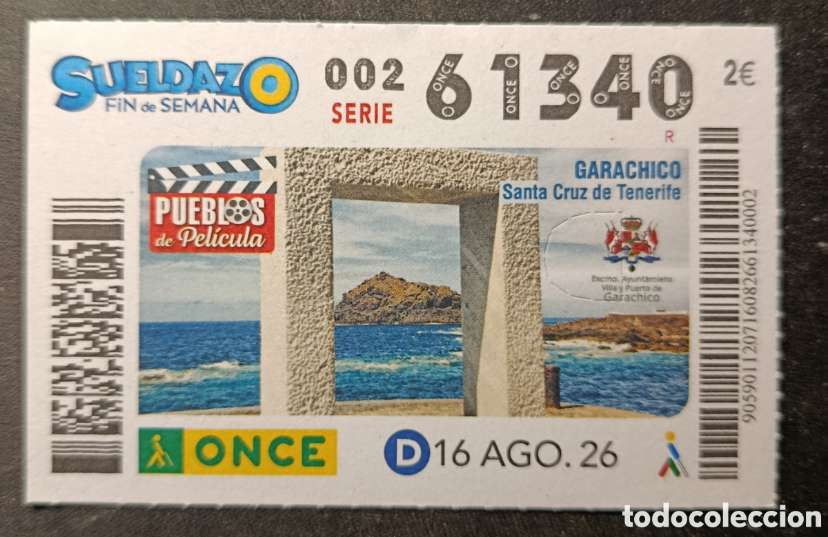 Cupones ONCE: N&deg; 61340 (16/AGOSTO/2026)-CANARIAS
