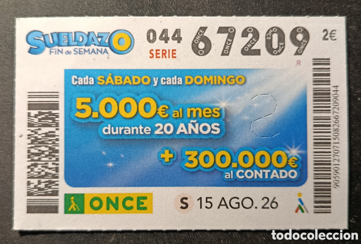 Cupones ONCE: N&deg; 67209 (15/AGOSTO/2026)