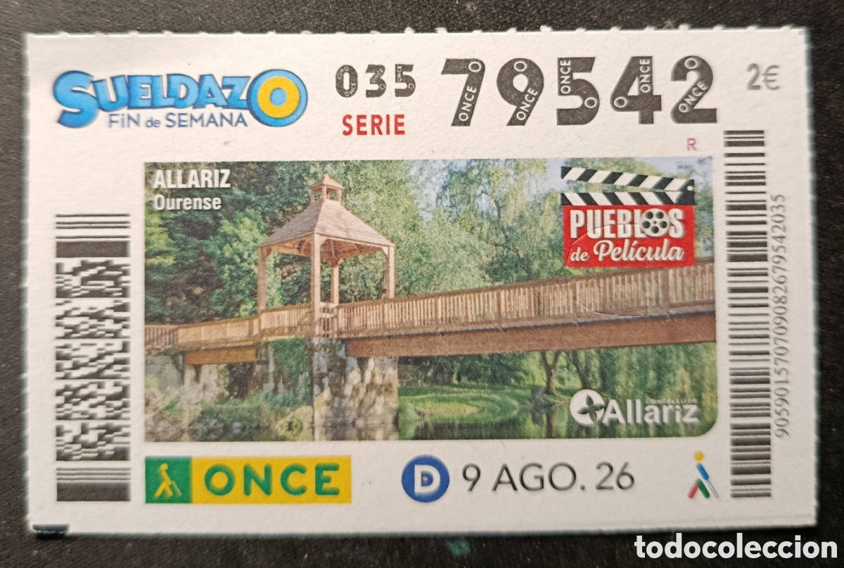 Cupones ONCE: N&deg; 79542 (9/AGOSTO/2026)-ORENSE