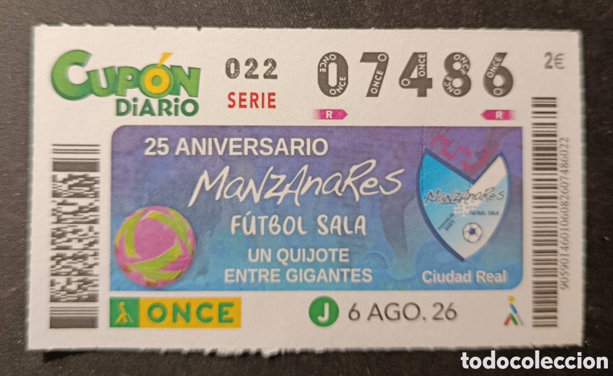 Cupones ONCE: N&deg; 07486 (6/AGOSTO/2026)-CIUDAD REAL