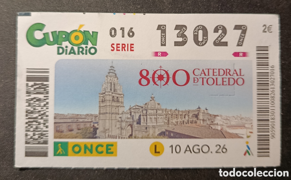 Cupones ONCE: N&deg; 13027 (10/AGOSTO/2016)-TOLEDO