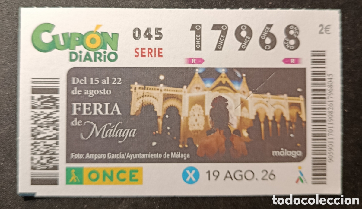 Cupones ONCE: N&deg; 17968 (19/AGOSTO/2026)-M&Aacute;LAGA