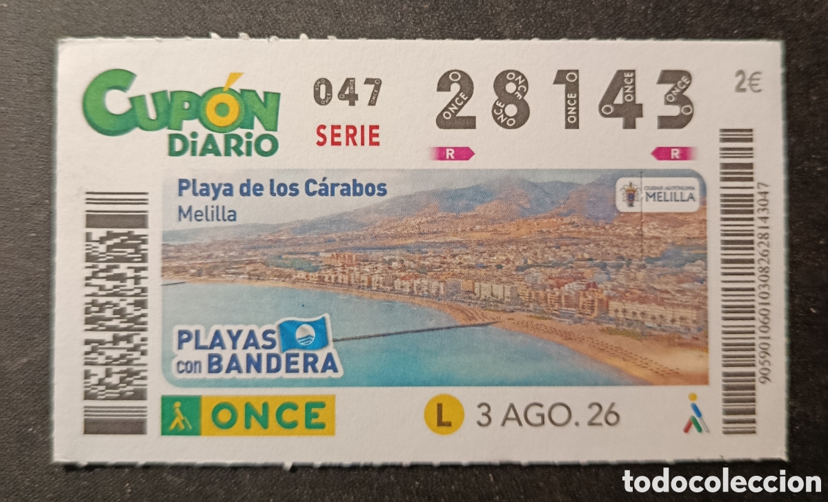 Cupones ONCE: N&deg; 28143 (3/AGOSTO/2026)-MELILLA
