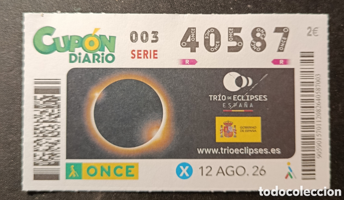 Cupones ONCE: N&deg; 40587 (12/AGOSTO/2026)