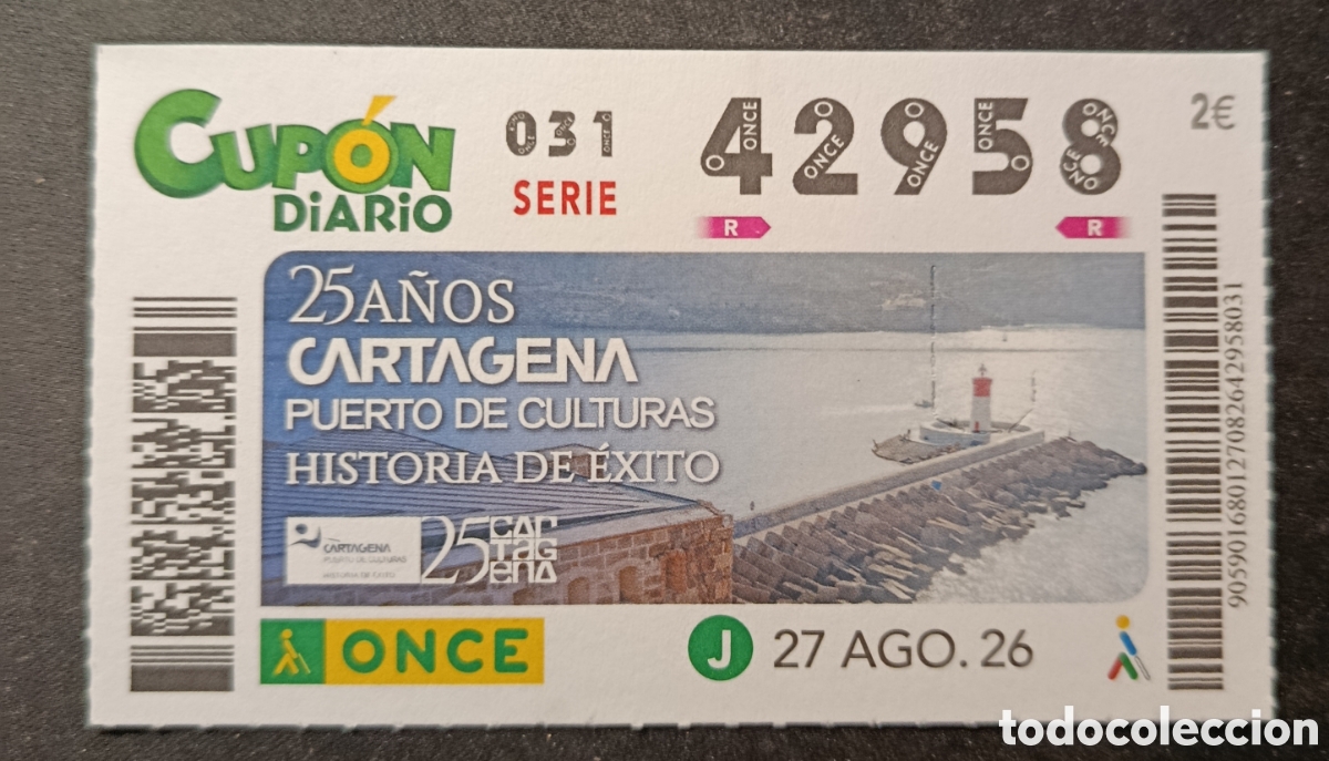 Cupones ONCE: N&deg; 42958 (27/AGOSTO/2026)-MURCIA