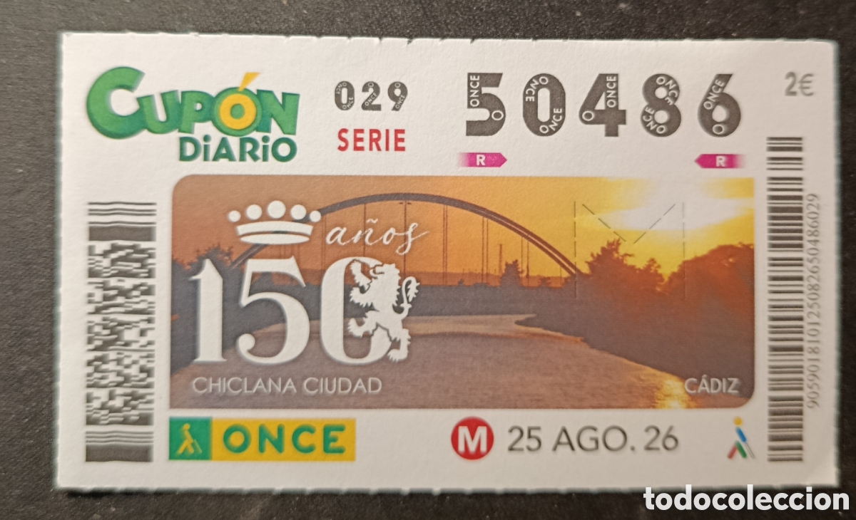 Cupones ONCE: N&deg; 50486 (25/AGOSTO/2026)-C&Aacute;DIZ