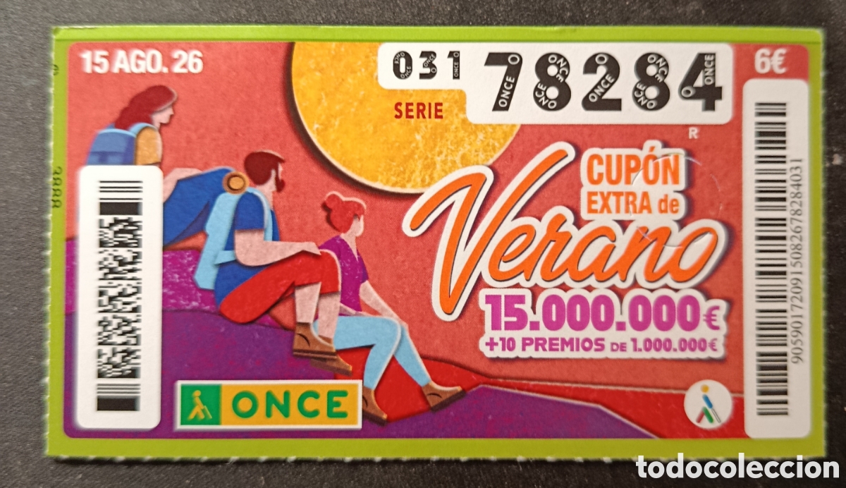 Cupones ONCE: N&deg; 78284 (15/AGOSTO/2026)-EXTRA DE VERANO