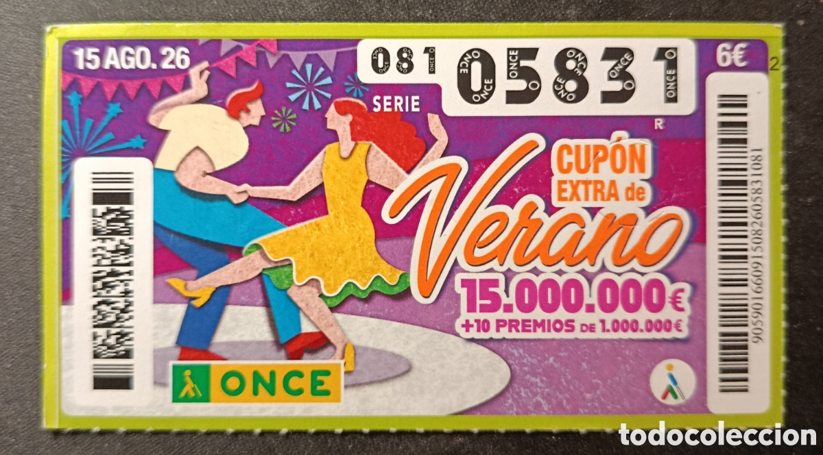 Cupones ONCE: N&deg; 05831 (15/AGOSTO/2026)-EXTRA DE VERANO
