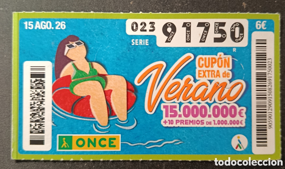 Cupones ONCE: N&deg; 91750 (15/AGOSTO/2026)-EXTRA DE VERANO