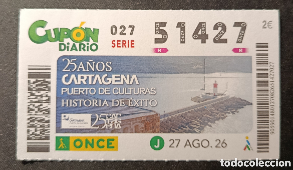 Cupones ONCE: N&deg; 51427 (27/AGOSTO/2026)-MURCIA