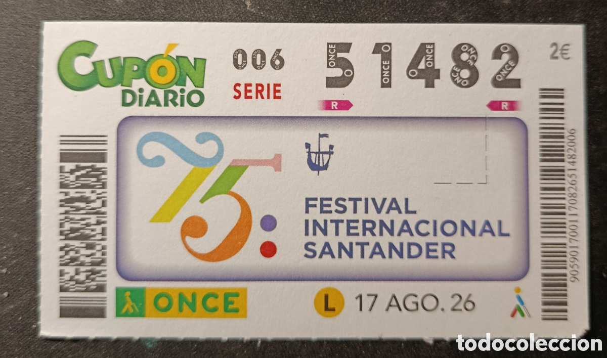 Cupones ONCE: N&deg; 51482 (17/AGOSTO/2026)-CANTABRIA