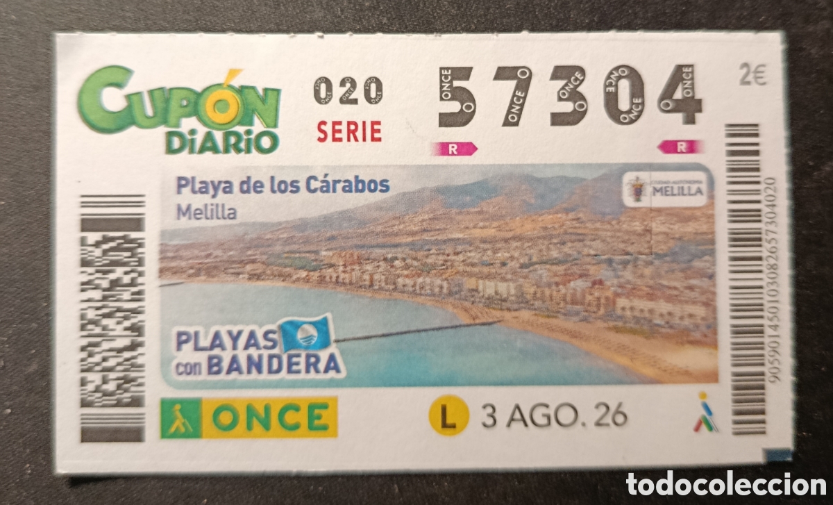 Cupones ONCE: N&deg; 57304 (3/AGOSTO/2026)-MELILLA