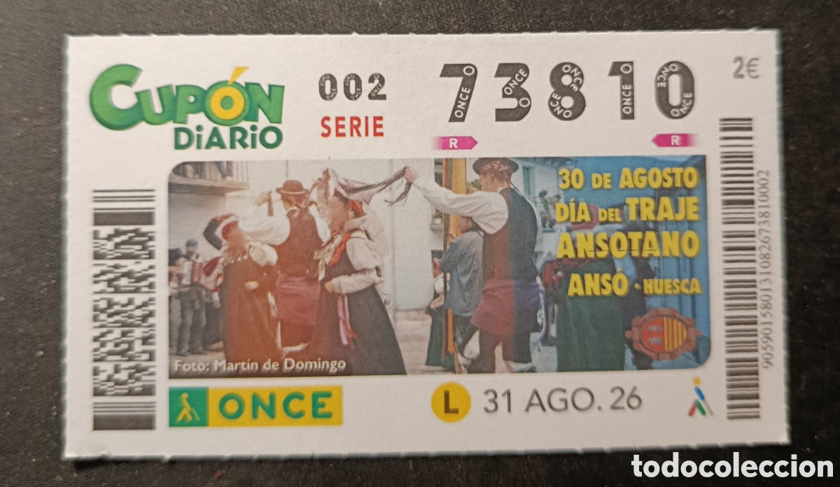 Cupones ONCE: N&deg; 73810 (31/AGOSTO/2026)-HUESCA