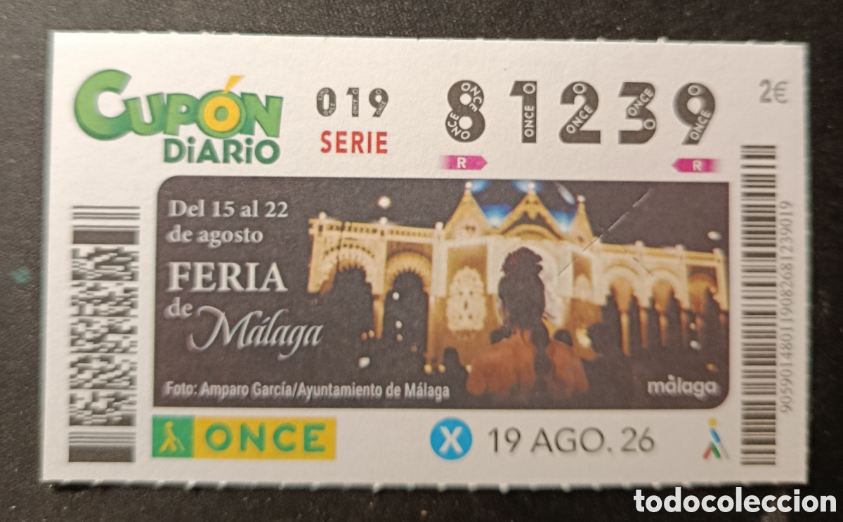Cupones ONCE: N&deg; 81239 (19/AGOSTO/2026)-M&Aacute;LAGA