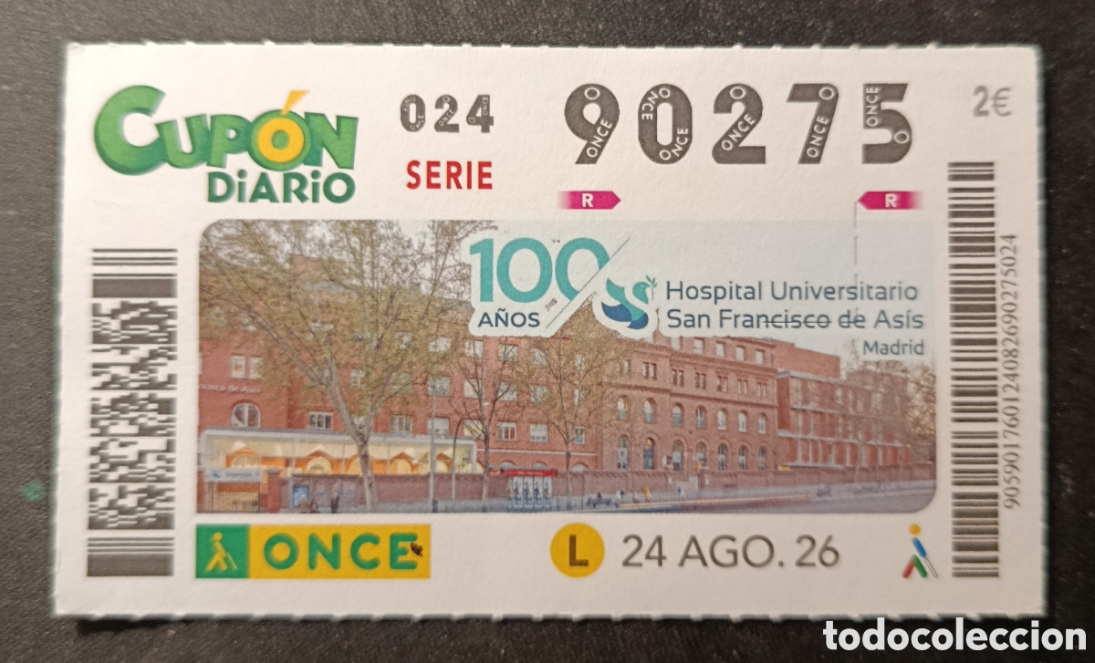 Cupones ONCE: N&deg; 90275 (24/AGOSTO/2026)-MADRID