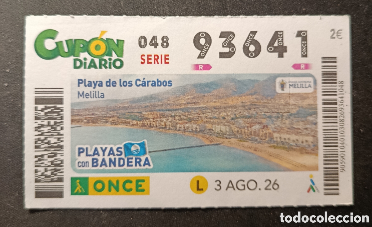 Cupones ONCE: N&deg; 93641 (3/AGOSTO/2026)-MELILLA